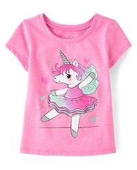Baby And Toddler Girls Unicorn Ballerina Graphic Tee