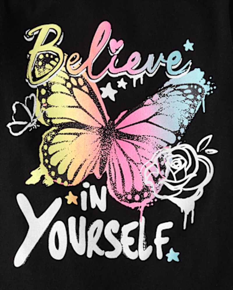 Lot de 4 t-shirts graphiques Positivity pour filles