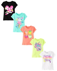 Girls Summer Graphic Tee 5-Pack