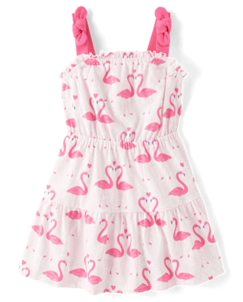 Baby And Toddler Girls Print Tiered Tie Shoulder Dress