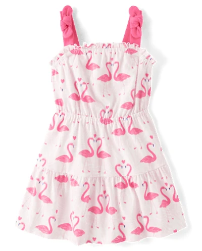 Baby And Toddler Girls Print Tiered Tie Shoulder Dress