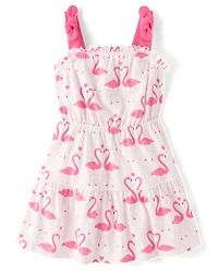Baby And Toddler Girls Print Tiered Tie Shoulder Dress