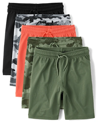 Boys Camo Performance Basketball Shorts 5-Pack