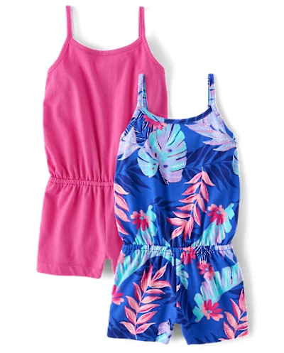 Toddler Girls Tropical Leaf Romper 2-Pack