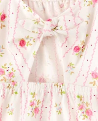 Toddler Girls Print Tie Back Empire Babydoll Top