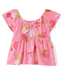 Toddler Girls Print Tie Back Empire Babydoll Top