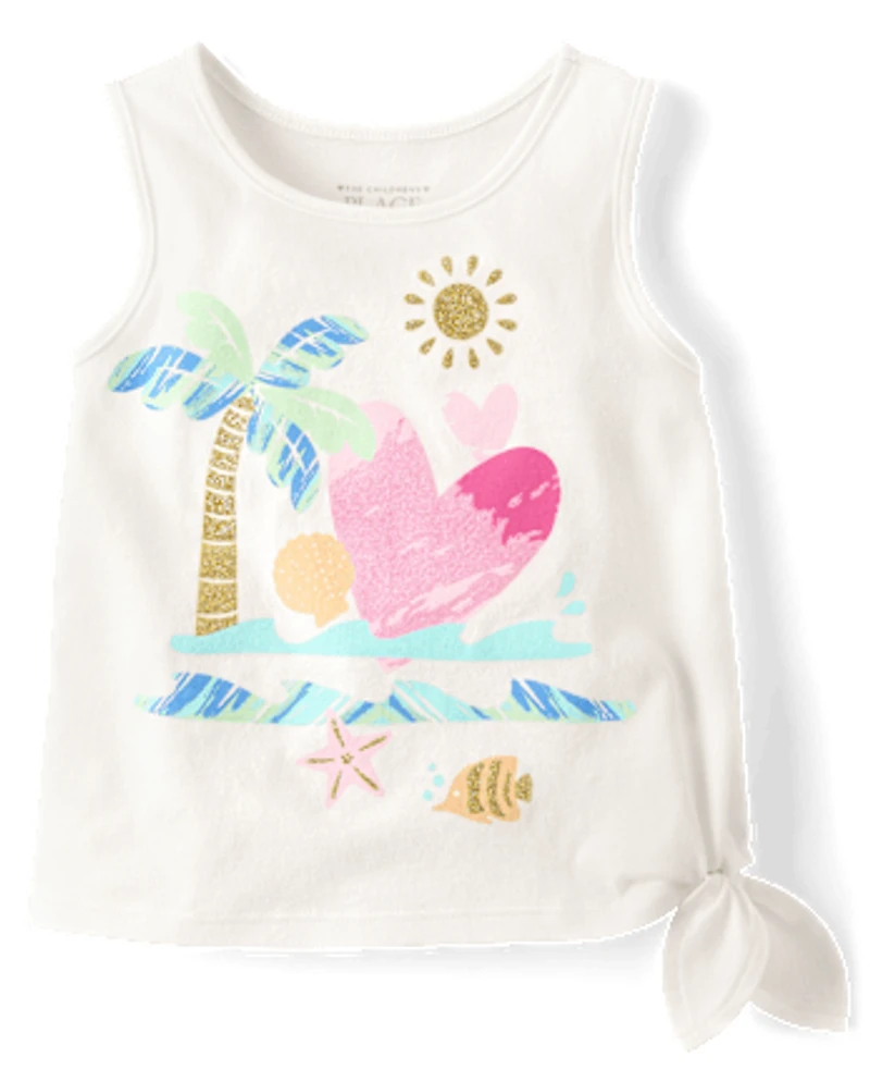 Baby And Toddler Girls Graphic Side Tie Tank Top