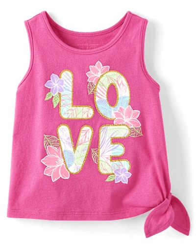 Baby And Toddler Girls Graphic Side Tie Tank Top