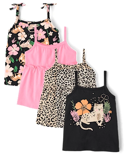 Toddler Girls Leopard Peplum Tank Top 4-Pack