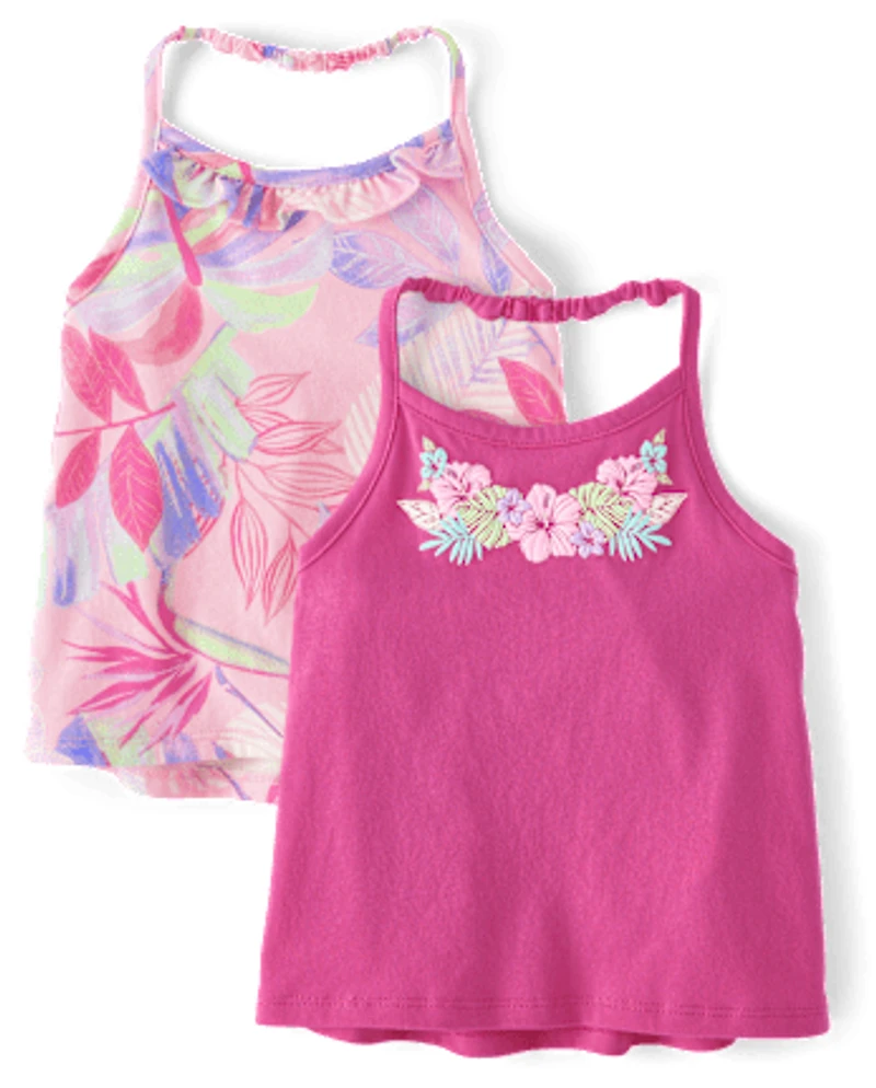 Toddler Girls Graphic Halter Tank Top 2-Pack