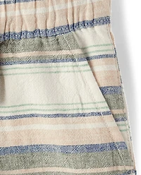 Baby And Toddler Boys Striped Linen-Blend Pull On Jogger Shorts
