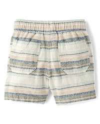 Baby And Toddler Boys Striped Linen-Blend Pull On Jogger Shorts