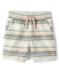 Baby And Toddler Boys Striped Linen-Blend Pull On Jogger Shorts