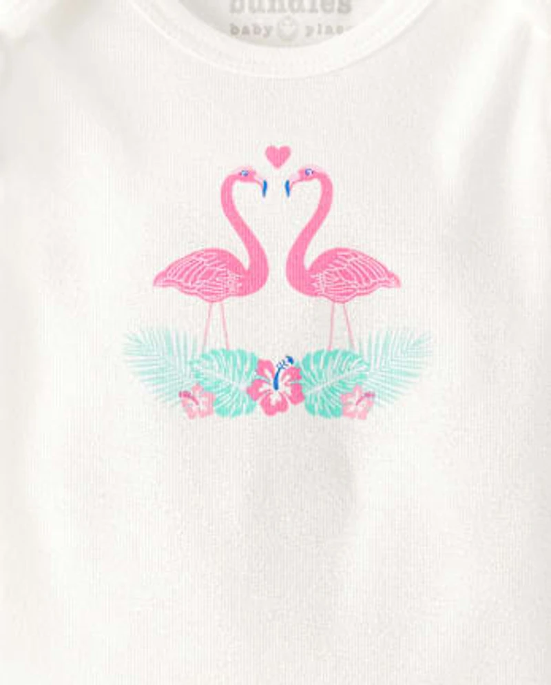 Lot de 5 bodys flamants roses pour bébé fille