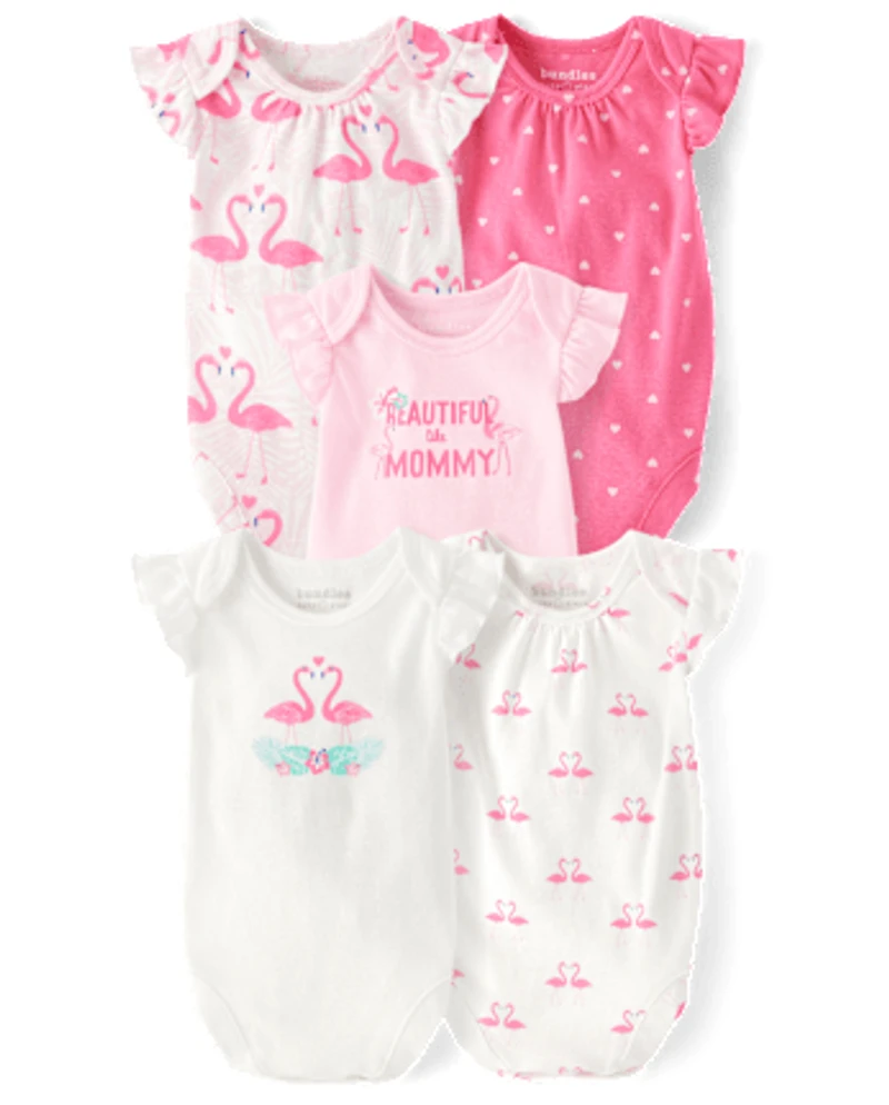 Lot de 5 bodys flamants roses pour bébé fille