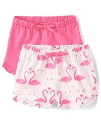 Baby Girls Flamingo Ruffle Shorts 2-Pack