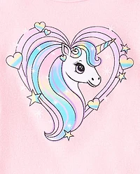 Baby And Toddler Girls Unicorn Heart Snug Fit Cotton Pajamas