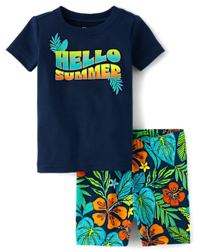 Baby And Toddler Boys Hello Summer Snug Fit Cotton Pajamas