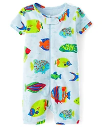 Baby And Toddler Fish Snug Fit Cotton Cropped One Piece Pajamas