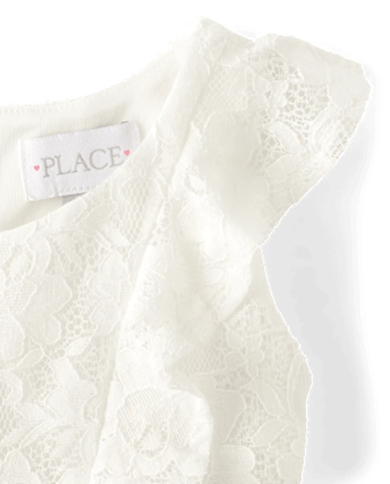 Girls Lace Tiered Dress