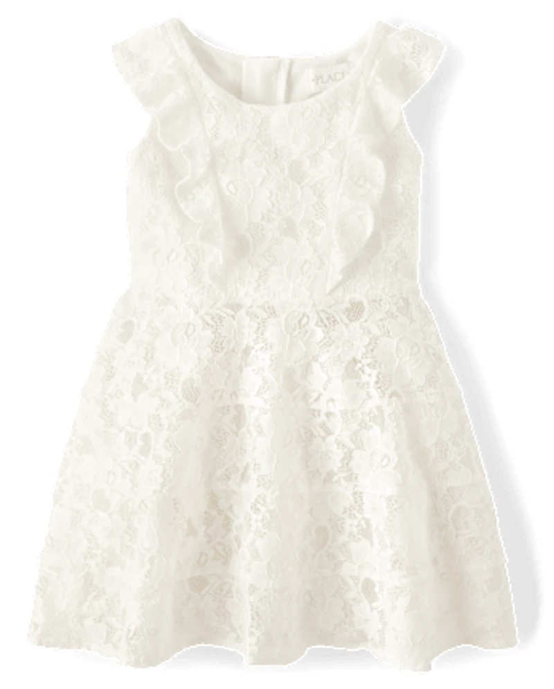 Girls Lace Tiered Dress