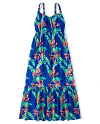 Womens Matching Family Tropical Tiered Dress