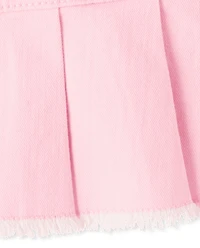 Jupe-short plissée en sergé pour fille