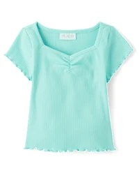 Girls Print Ribbed Cropped Baby Tee
