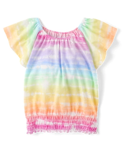 Girls Print Smocked Top