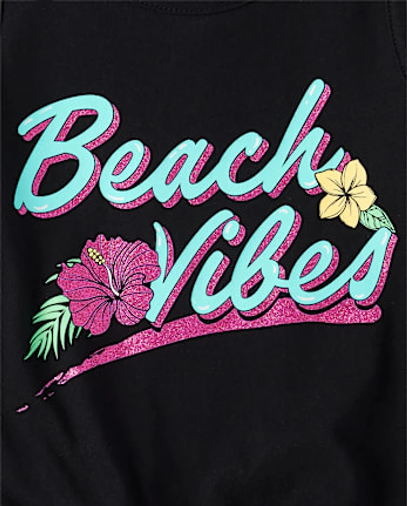 Girls Graphic Tie Front Tank Top
