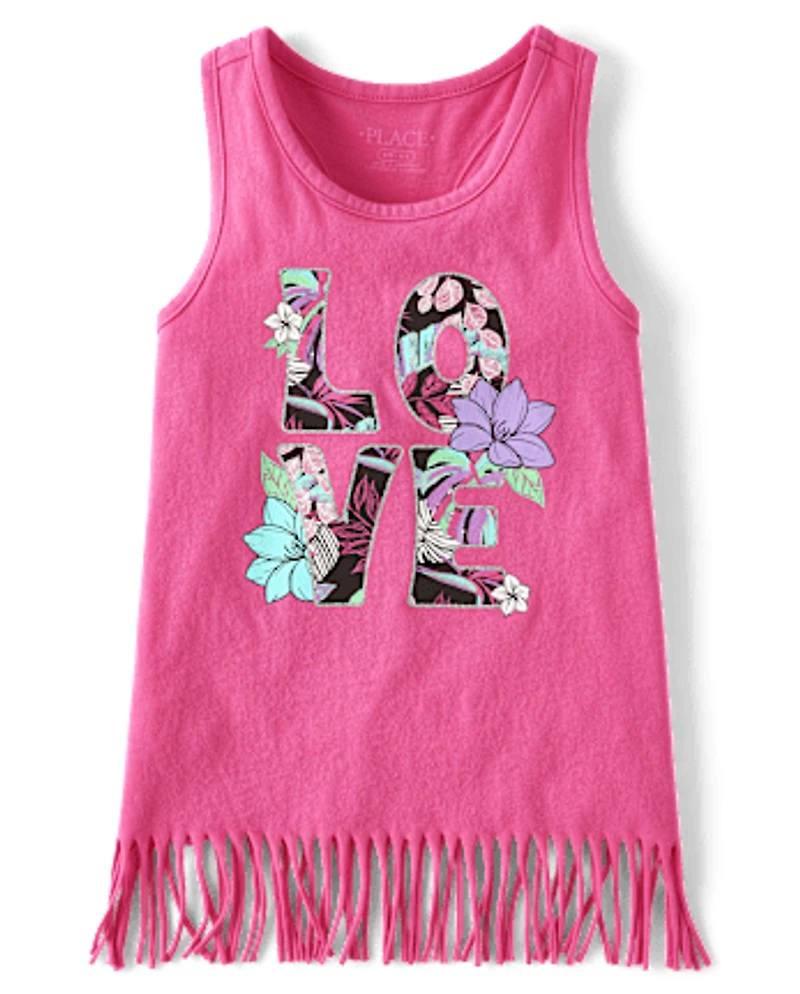 Girls Graphic Fringe Tank Top