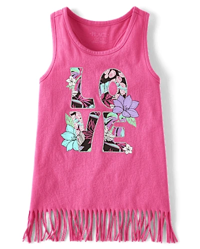 Girls Graphic Fringe Tank Top