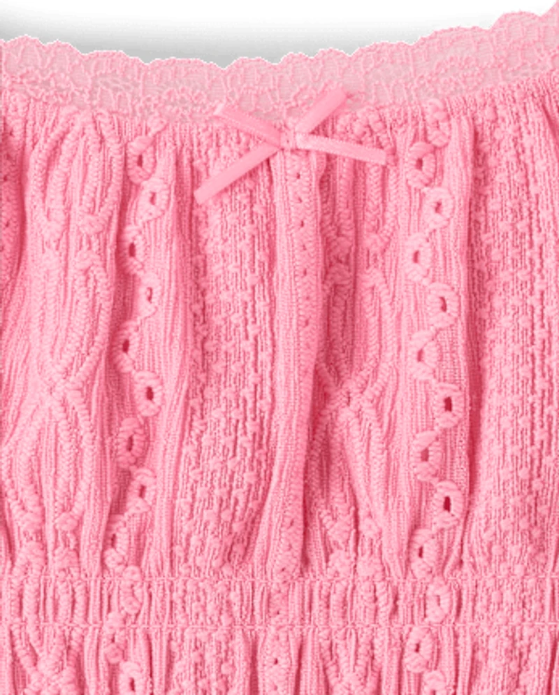 Girls Eyelet Smocked Top
