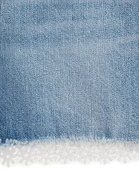 Short en jean à ourlet dentelle pour fille