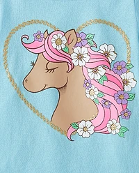 Baby And Toddler Girls Horse Graphic Tee