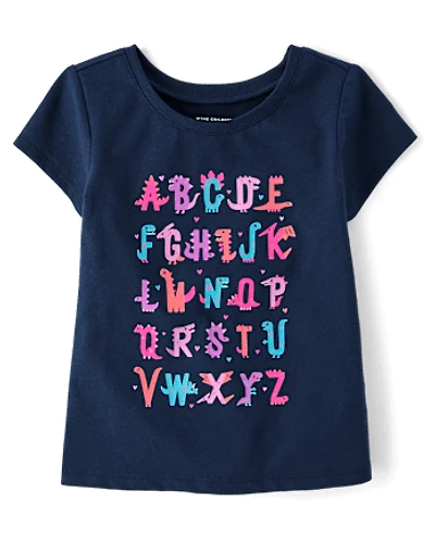 Baby And Toddler Girls Alphabet Graphic Tee