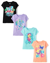 Girls Summer Graphic Tee 4-Pack