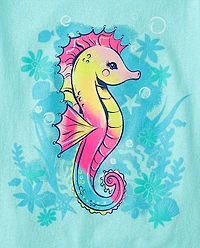 Girls Seahorse Graphic Tee