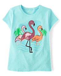 T-shirt graphique flamant rose pour fille