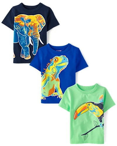 Baby And Toddler Boys Animal Graphic Tee 3-Pack
