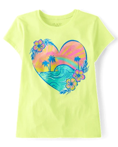 Girls Tropical Heart Graphic Tee