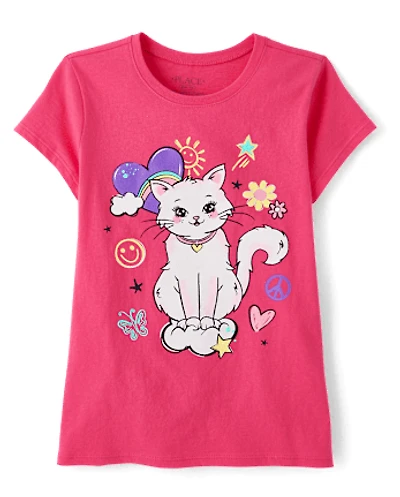 Girls Cat Graphic Tee