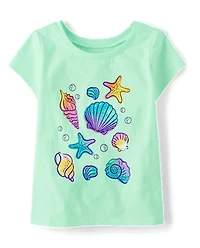Baby And Toddler Girls Seashell Graphic Tee