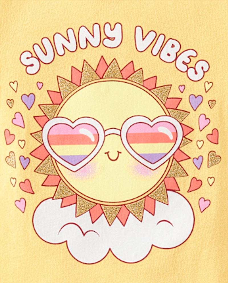 T-shirt graphique soleil pour bébés et petites filles