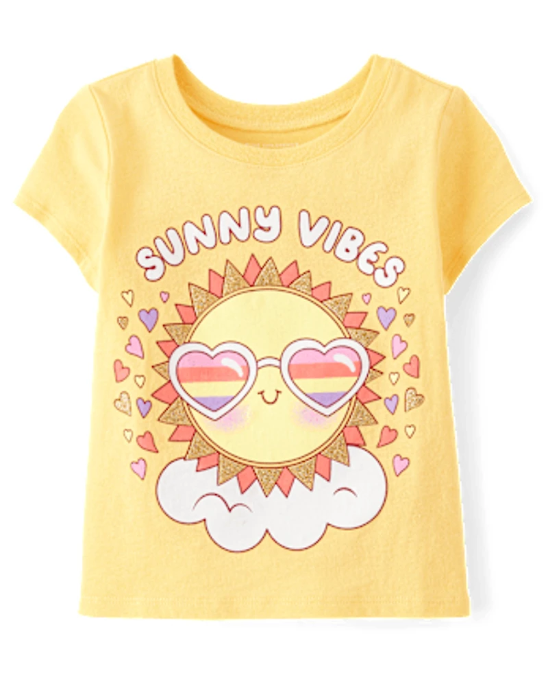 T-shirt graphique soleil pour bébés et petites filles