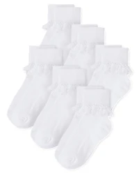 Lot de 6 paires chaussettes à revers en dentelle pour filles