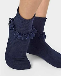 Girls Lace Turn Cuff Socks 6-Pack