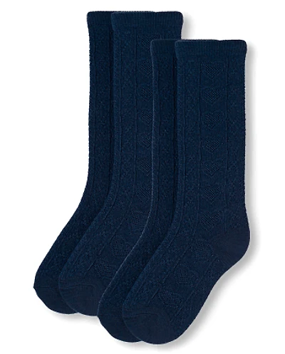 Girls Heart Pointelle Knee Socks 2-Pack