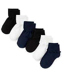 Girls Ruffle Turn Cuff Socks 6-Pack