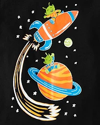 Baby And Toddler Boys Glow Space Alien Graphic Tee